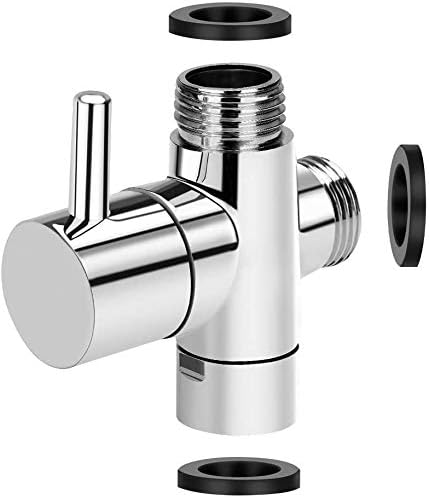 G1/2" Shower Head Diverter Valve, 100% Solid Brass Shower Arm Diverter Valve for Hand Held Showerhead and Fixed Spray Head, G1/2 20mm Diameter 3-Way Bathroom Universal Shower System Replacement Part
