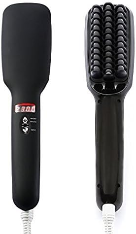 RoyalCraft 2 in 1 PTC Heating Ionic Hair Straightener Brush Comb with LCD Display Electric Dual Volt 300F to 450F