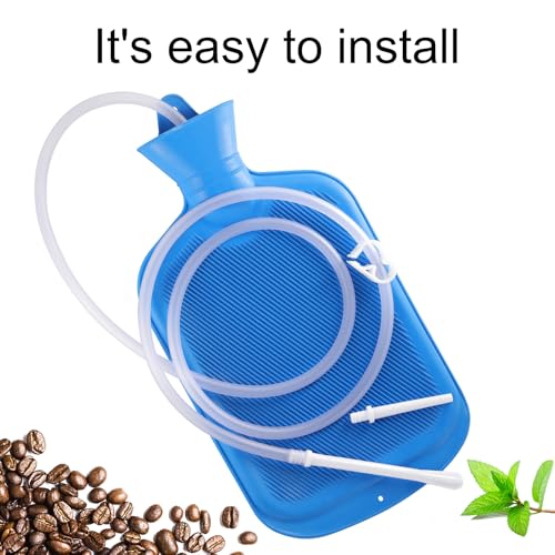 Enema Bag Kit with 5ft Hose Coffee Enemas at Home Water Shower Douche Colon Detox Cleanse Kit with Tubing, Tips, Clamp and Hook (Blue, 2 L) - Thumbnail 5