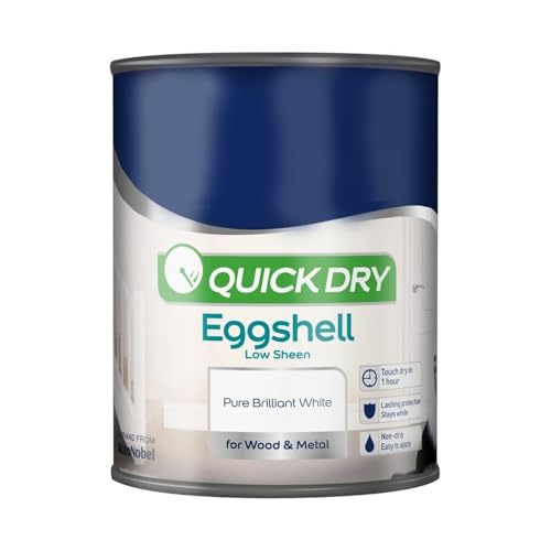 UHR Eggshell Paint, Pure Brilliant White, Long Lasting Protection, Quick Drying, Non Cracking, Ideal For Use On Walls, Wood, And Metal, Easy To Apply, 2.5L