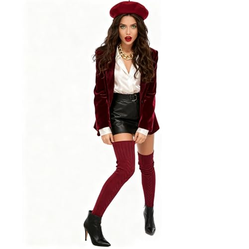 Image of YELAIVP Women's Cable Knitted Thigh High Boot Socks Extra Long Winter Stockings Over Knee Leg Warmers