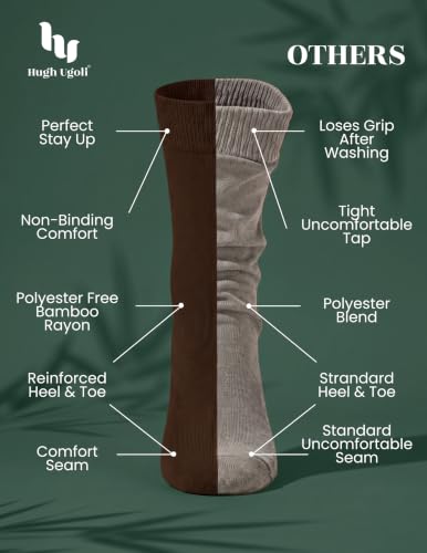 Image of Hugh Ugoli Womens Thin Soft Bamboo Dress Socks, Business, Crew, 3-6 Pairs