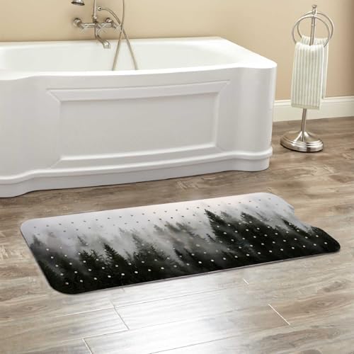 Alfombrilla de baño extra larga verde oscuro antideslizante con ventosas 8