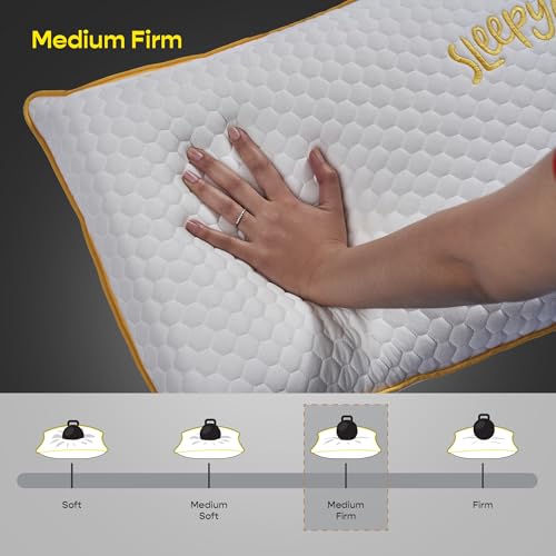 SleepyCat Orthopaedic Memory Foam Pillow for Better Shoulder and Neck Support, 1 Piece (Standard Size, 25x16 inches, White, Bamboo Fabric)