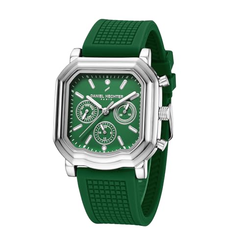 Image of Daniel Hechter Paris Moulin Collection Analog Watch for Men with Square Case, Luminous Hands & Markers, Multifunction Dial and Silicone Strap