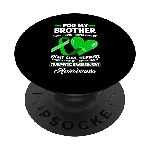 Me pongo verde para mi hermano TBI conciencia sobre lesiones cerebrales PopSockets PopGrip Intercambiable