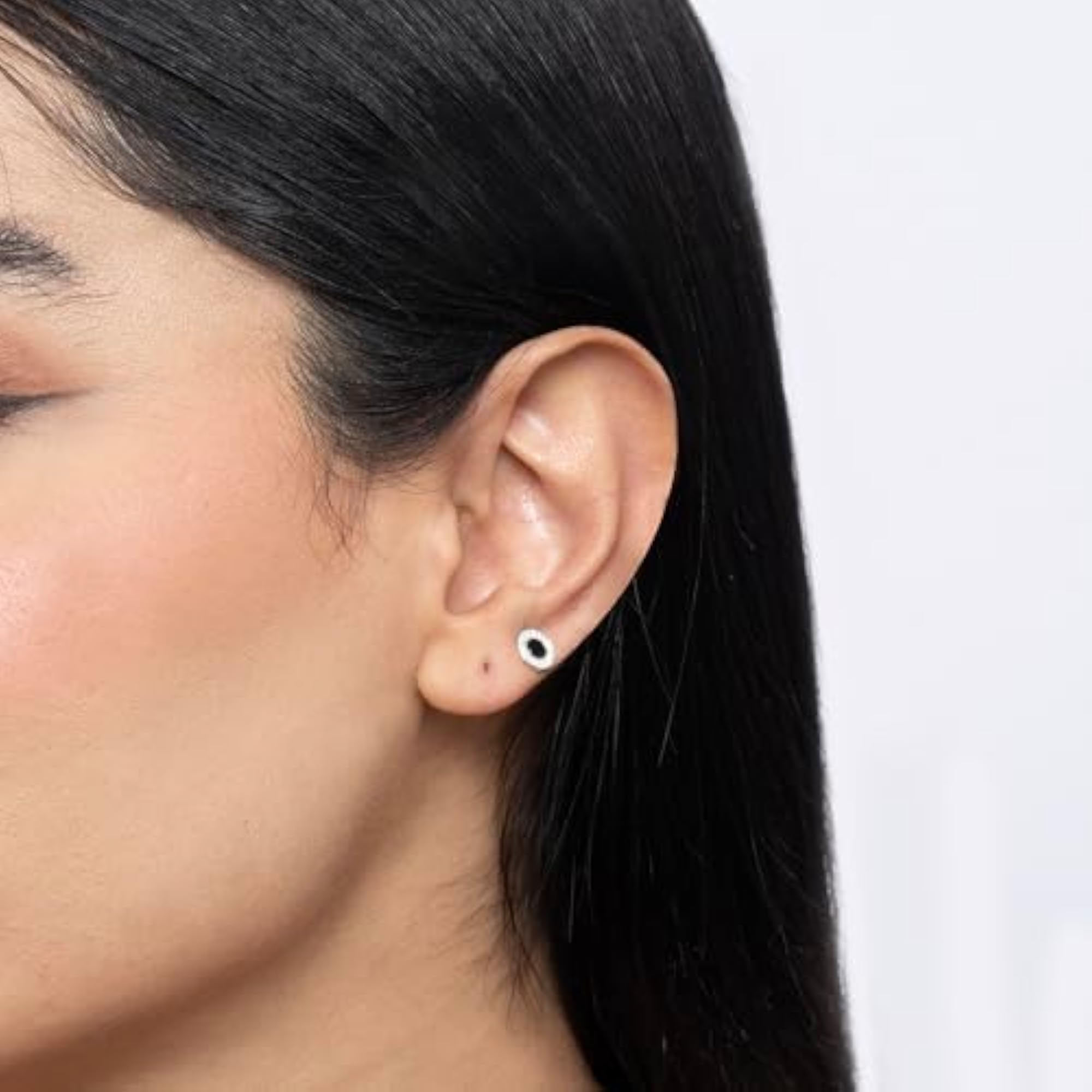 Men's Pure 925 Silver Minimal Pave Stud Earrings