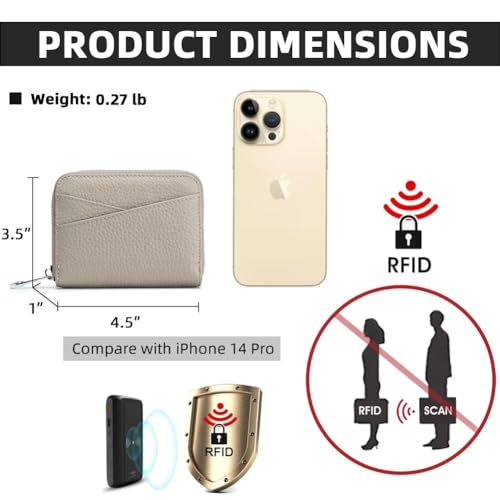 Small Wallet for Women Genuine Leather RFID Blocking Credit Card Holder Elegant Zipper Clutch Purse Short Coin Wallet2