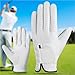 Oyolan Left Hand Genuine Leather Golf Glove Unisex Thin Sheepskin Outdoor Sport Stylish Wear Resistant Breathable Soft White Small