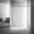 Sunrosa Frameless Shower Door, 59-5/8" W x 76" H Sliding Shower Door, Soft Close Shower Door with 3/8" (10 mm) Clear SGCC Tempered Glass, Matte Black