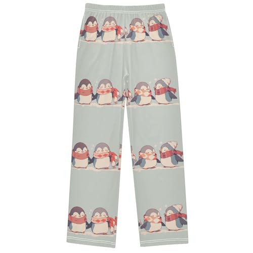 Boy's Pants Four Cartoon Penguin Jogger Pants Elastic Waist Long Bottoms Trousers with Pockets 6-14 Years