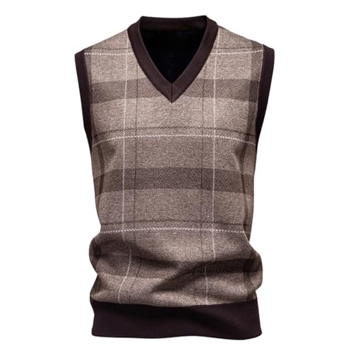 Men's Sweater Vest V-Neck Sleeveless Cable Knitted Cardigan Vest Slim Fit Men's Casual Business Vests Lightweight