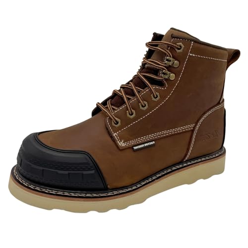 Ad Tec Men’s Guardian 6” Soft Toe Work Boot - 9270, ASTM F3445-21(SR), F2892-18 (EH) Certified, Puncture-Resistant (PR), Full-Grain Leather, Rubber Guards