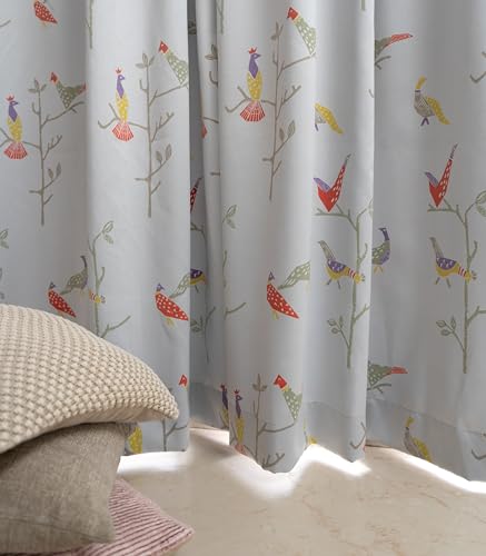 Image of Tranquebar Curtain Co. Semi Blackout Curtains 5 Feet for Window, 80% Blackout, Multicolor Bird Print, Semi Blackout Window Curtains, Heavy Polyester, BackTabs, Shiri (152 cm) - 1 Piece