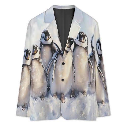 Cute Penguins Men's Slim Suit Long-Sleeve Prom Tuxedo Classic Two Button Business Jacket3