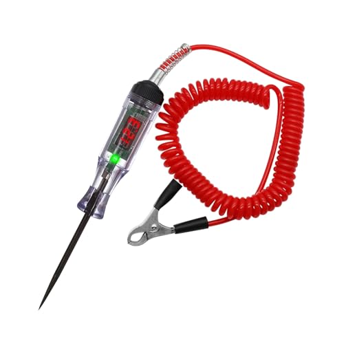 Grosion - Circuit Tester,3-120V Test Light with LED,Red Telescopic Spring Wire and Alligator Clip Car Electrical Fuse Tester Suitable for Car Battery Circuit Inspection