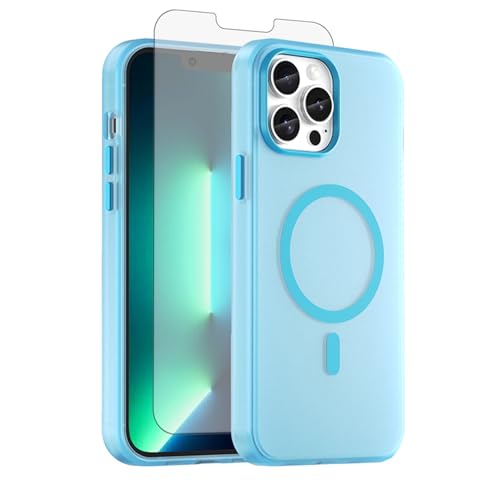 Coque iPhone 13 Pro Max antichoc magnétique protection écran translucide bleu