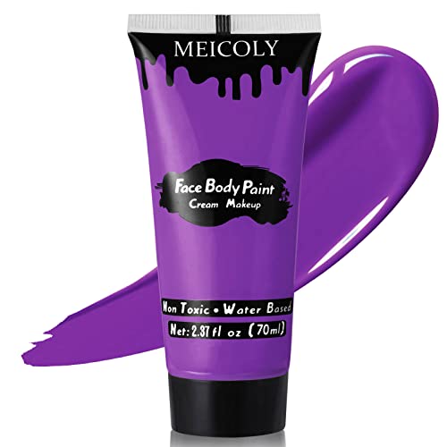 MEICOLY Purple Cream Face Body Paint 2.37Oz Large Tube Water Based Non-Toxic Full Body Paint for Adult and Kids Highly Pigmented Face Painting for Halloween SFX Special Effects Ursula Cosplay Makeup