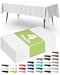 Pureegg Plastic Table Cloth Disposable 4 Pack, 137 x 274 cm Table Cloths for Parties, Decorative Tablecloths for Rectangle Tables, White Plastic Cover, Leakproof & Sturdy, White