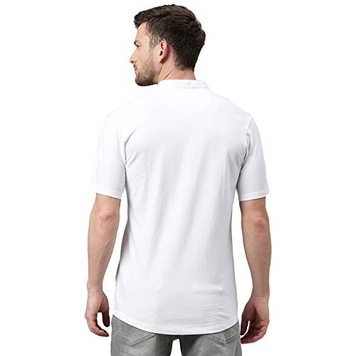Image of Urbano Fashion Men's Solid Cotton Slim Fit Polo Shirt with Mandarin Collar