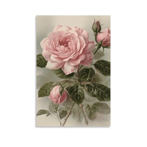 Toile murale rose vintage JTKLQBN sans cadre de 60x90 cm