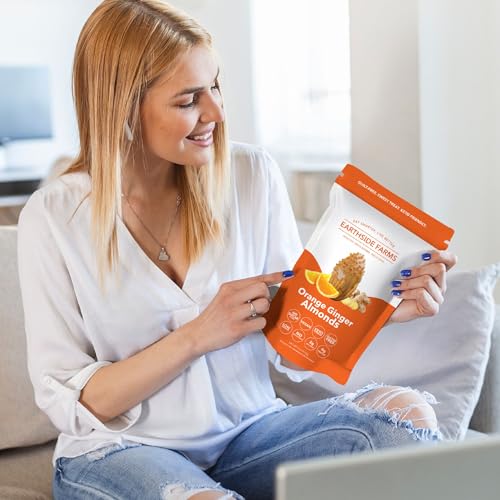 Image of Earthside Farms Orange Ginger Almonds 4oz (10 Pack), Healthy Snack, Keto-Friendly, Vegan, Gluten Free, No Added Sugar, Non-GMO, Guilt-Free Snack, Clean Ingredients, Snack Packs
