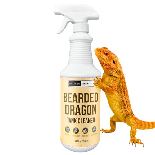 Riverside Essentials Bearded Dragon Tank Cleaner – 32oz No-Rinse Cage & Habitat Spray – Fast Odor Eliminator & Waste Remover – Pet Safe, Non-Toxic Formula – Easy Terrarium Cleaning – Made in USA