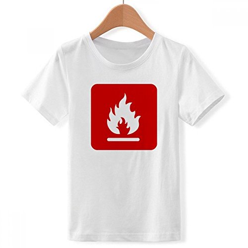T-shirt blanc pour garcon avec motif de feu d'avertissement de la Place Rouge en taille XL
