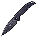 Scylla F79-07: 3.4" D2 Drop Point Black Stonewash Folding Blade, Liner Lock, Black G10 Handle, Blue Alu Spacer, Ball Bearings