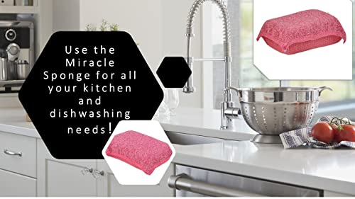 Image of Miracle Microfiber Scrubbing Sponge, Red Extra Scrubbing Power Sponge for Kitchen, Sink, Pot, Pan and Dish Washing, Super Absorbent and Rapid Drying 2-Pack