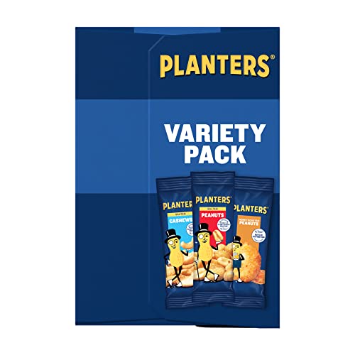 Image of PLANTERS Peanuts & Cashews Variety Pack, 40.5 oz, Includes 12 packages Honey Roasted Peanuts (1.75 oz each), 12 packages Salted Peanuts (1.75 oz each), and 12 packages Salted Cashews (1.5 oz each)