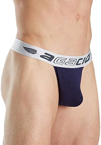 Agacio Men's Basics Slip Thong Low Rise Erotic Bulge Sexy Bikini G-string Underwear