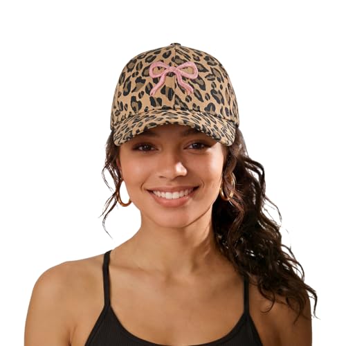 Image of Womens Baseball Cap Trendy Leopard Print Embroidery Cotton Breathable Adjustable Cap for Outdoor & Gifting