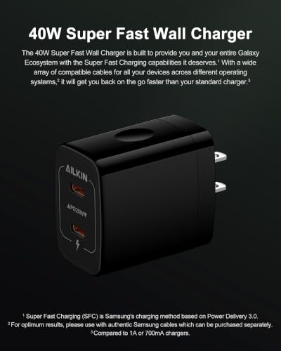 Image of 40W USB C Charger Block for Samsung Galaxy S26, USBC Wall Plug Apple iPhone | Super Fast Charging Type C Cube, Dual C Port Power Adapter, Android Cargador Typec Box for Sum Sung S26+ S25, i Phone 17e 17
