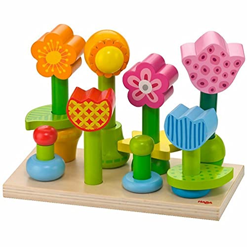 HABA Bonita Garden - 25 Piece Wooden Mix & Match Stacking Peg Toy
