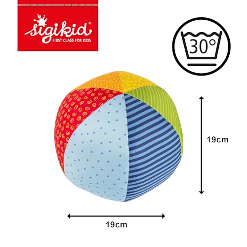 SIGIKID 49581 Softball groß Baby Activity PlayQ Mädchen und Jungen Babyspielzeug empfohlen ab 3 Monaten mehrfarbig, Ball 19 cm