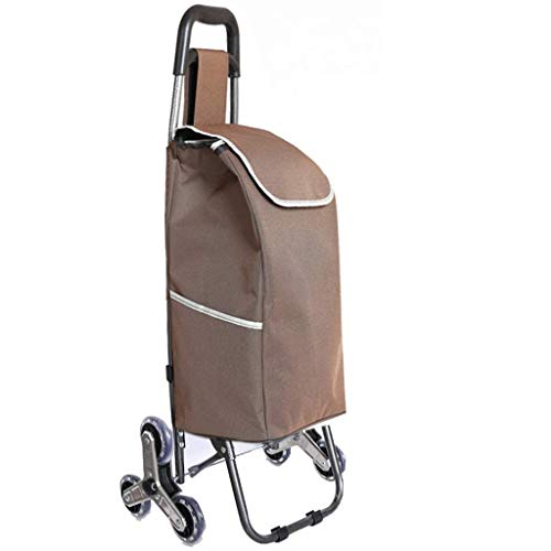 Pimex Trolley Portable Tri-Wheel Folding Shopping Trolley Lightweight Stair Climbing Cart With Removable Waterproof Bag For Laundry (Broen)