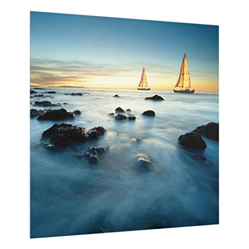 Spritzschutz Glas - Segelschiffe im Ozean - Quadrat 1:1 59cm x 60cm