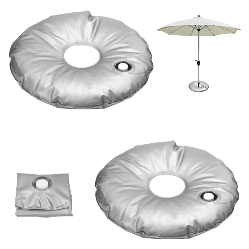 Frdhee 2PCS 18" Water Bags for Feather Flag Base, Upgraded Thickened PVC Umbrella Base Water Weight Bag Foldable Round Water Weight Bag Sandbag for Patio Beach Umbrella Base Stand