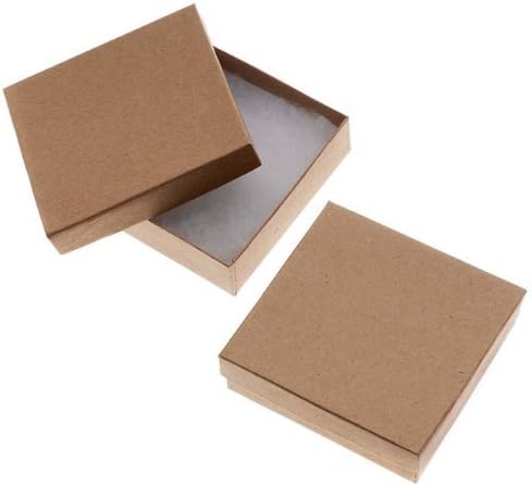 Beadaholique Kraft Brown Square Cardboard Jewelry Boxes 3.5 x 3.5 x 1 Inches (100)