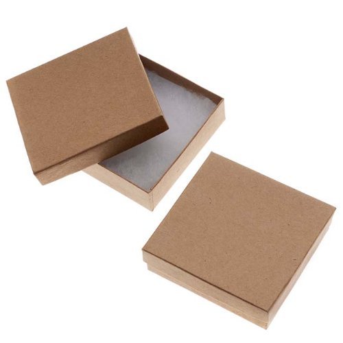 Boîtes à bijoux carrées en carton Kraft brun Beadaholique (x100) de 9x9x2,5 cm pour vos bagues