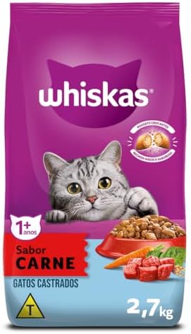 WHISKAS Ração Carne Gatos Adultos Castrados 2,7 kg