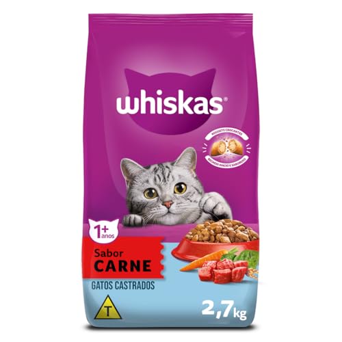 WHISKAS Ração Carne Gatos Adultos Castrados 2,7 kg