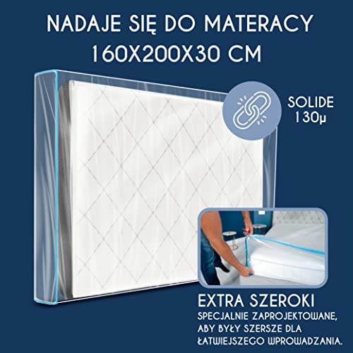 Dreamzie Pokrowiec na materac 160 x 200 – zamek błyskawiczny, tworzywo sztuczne wielokrotnego użytku | idealny do przepr