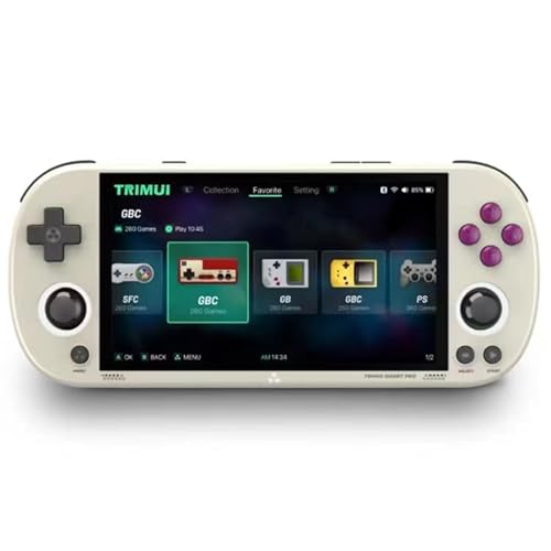 Trimui Smart Pro Handheld Game Console 4.96''IPS Screen Linux System Joystick RGB Lighting Smartpro Retro Video Game Player (Grey) (128 GB)