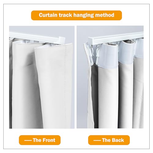 Image of hoeflife Room Divider Curtains Blackout Floor to Ceiling Curtain with Hook Wall Mount Sliding Door Curtains Ceiling Mount Extra Wide Curtain Wall Divider for Room Separation(Greyish White,W180xH96in)