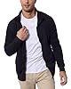 Hoefirm Men's Cardigan Full Zip Up Jumpers Jacket Sweatshirt Polo Long Sleeve Top Stand Collar Casual Lightweight with Pockets Black XXL #1