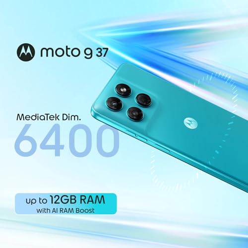 Image of Motorola g37 5G (Pantone Nautical Blue, 4GB RAM, 64GB Storage) | 6.66 Inch HD+ Display | MediaTek Dimensity 6400 5G Processor | 50MP AI Rear Camera | 8MP Selfie Camera | 5200mAh Battery