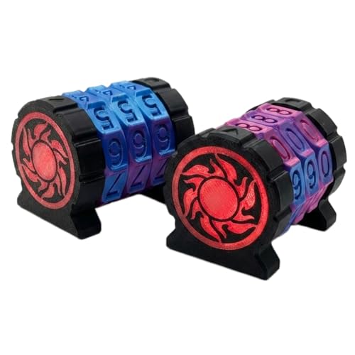 XJPONGC 2 Pack Life Counter - HP Tracker with Tracking Card Slo MTG 3 Rings Sun Fire Pattern Tabletop RPG Dungeons and Dragons(2pcs Black)