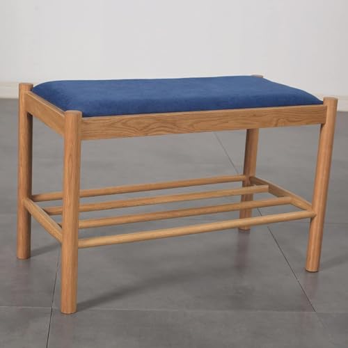 MSHGSKU Taburete otomano de Estilo rústico Moderno - Roble Natural, Banco y Estante para Zapatos de Cuerda de algodón Tejido a Mano para Uso Interior/Exterior, Elegante Armario para Zapato